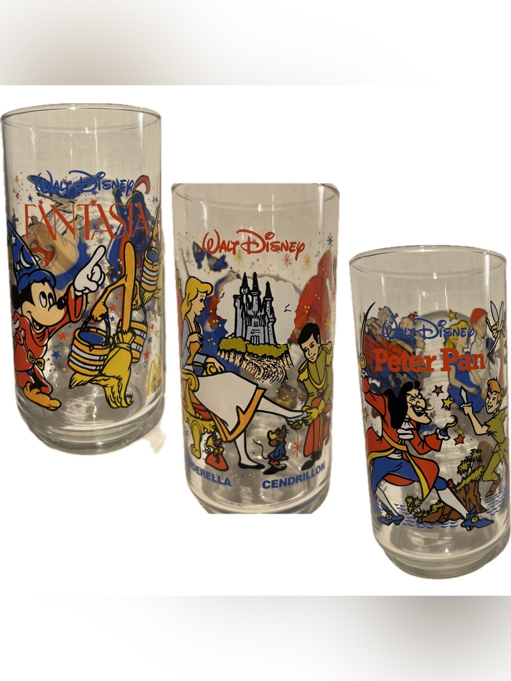 Set of 3 vintage 1980s McDonald's, Coca-Cola and Walt Disney Productions Glasses